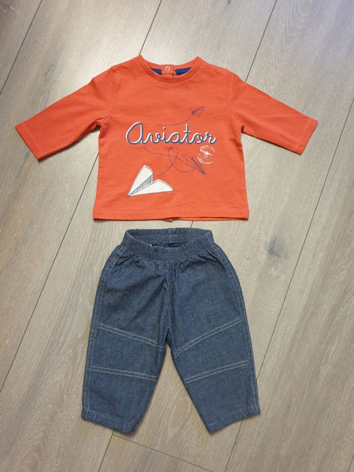 Ensemble maillot+pantalon. Garçon 3 mois. Marque Kiabi