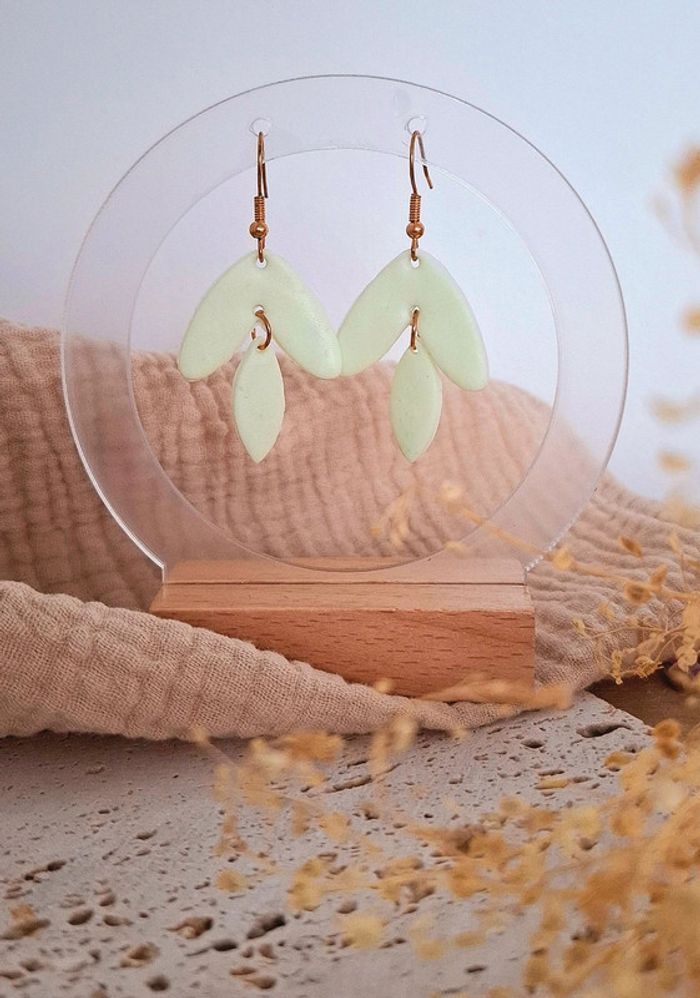 Brume Menthe Mini – Boucles d’oreilles pendantes – Création unique