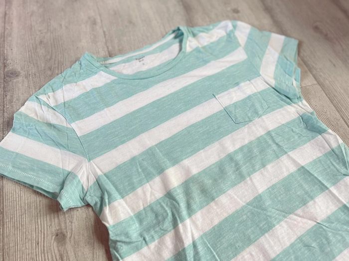 Tee-shirts homme à rayures blanc et turquoise pastel neuf
