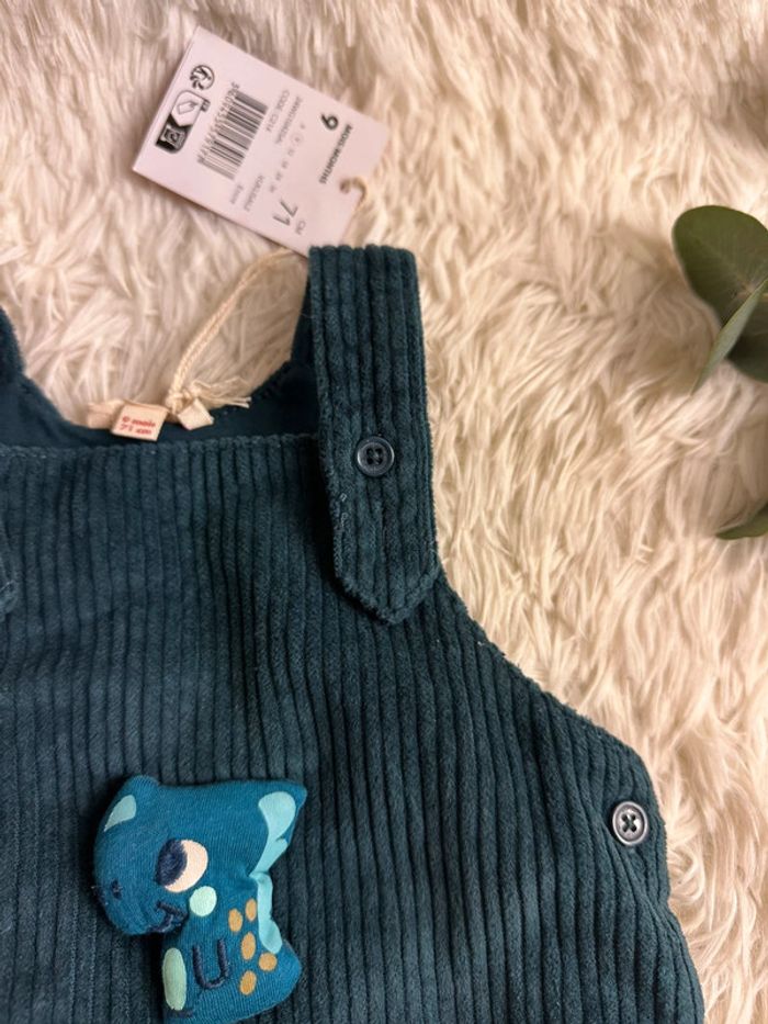 Salopette velours coloris bleu canard du pareil au même tallle 9 mois - photo numéro 3