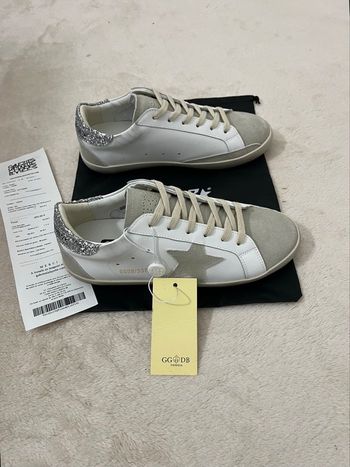  Golden Goose Super Star avec étoile grise et contrefort à paillettes - Pointure 37
