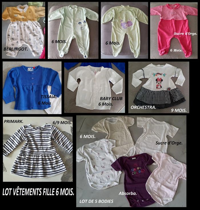 LOT vêtements bébé filles automne, hiver, T: 6/9 mois