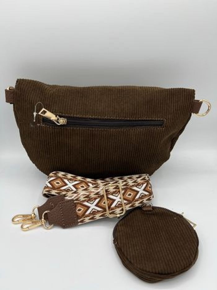 Sac banane bandoulière velours - photo numéro 4