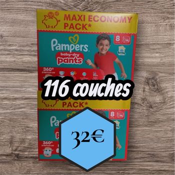 Couches Pampers baby dry pants maxi Economy pack taille 8  +17kg 116 couches