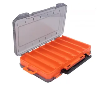 Boîte à leurres de pêche – Orange et noire – 20 × 14 × 3,5 cm Neuf