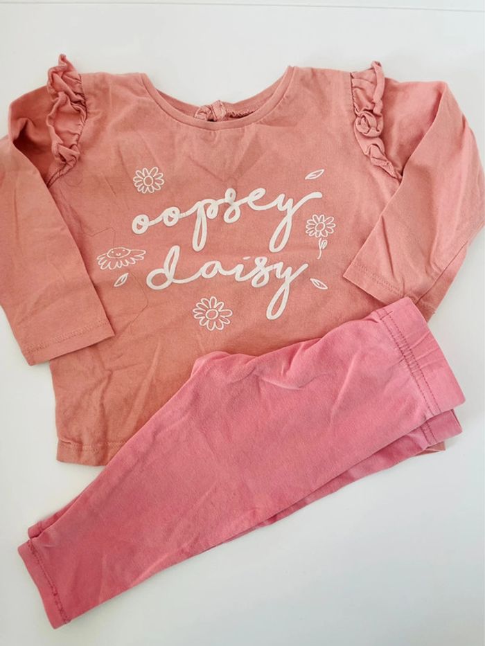 Ensemble bébé fille tee shirt manche longue legging 9 12 mois - photo numéro 2