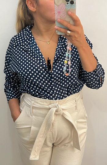 Chemise Bleue Marine À Pois Blanc Taille 42-44