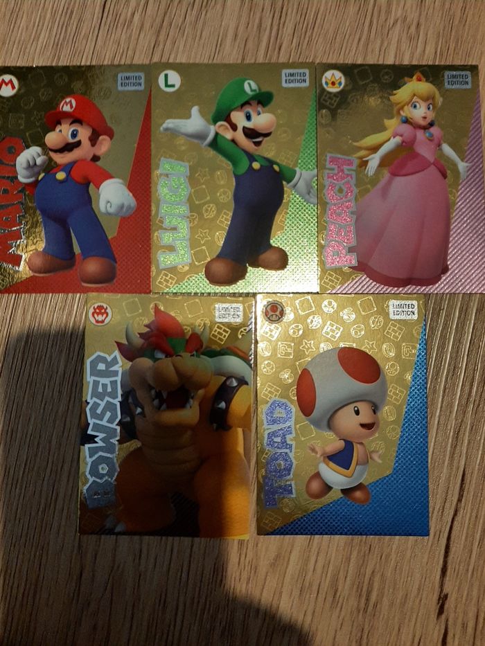 Lot 5 cartes Panini édition limitée Super Mario playtime