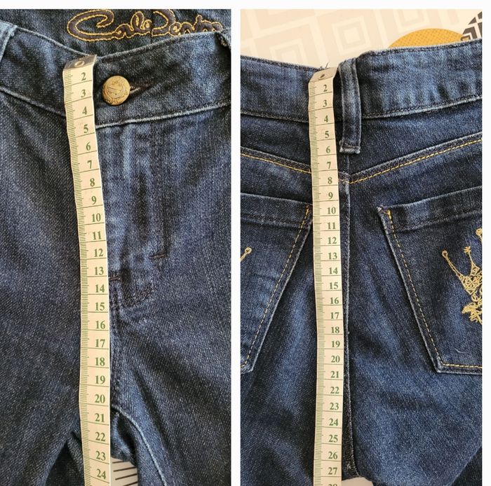 Corleone  Couture Jean TFr38-Coupe Ajustée & Mid Rise-Bleu Denim Brut aux Reflets dorés en TBE - photo numéro 7