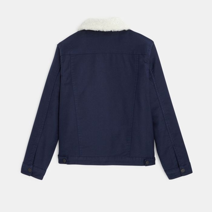 Blouson en toile doublée et col fourrure bleu garçon 8 ans - photo numéro 2