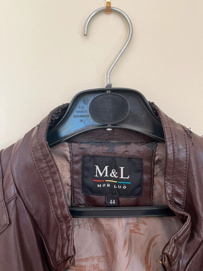 Veste blouson simili cuir style biker/ aviateur - photo numéro 8