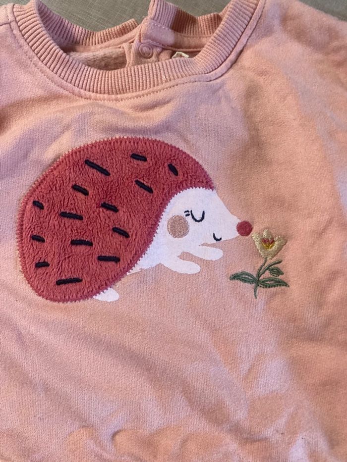 Sweat rose bébé Du Pareil au Même – motif hérisson – 6 mois - photo numéro 2