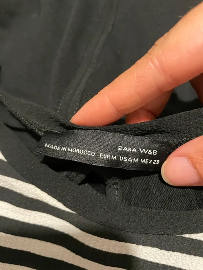 Blouse marinière Zara - Noir et blanc - Taille M - photo numéro 6
