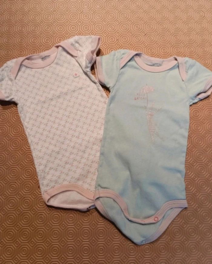 Lot de 2 bodies Petit Bateau taille 9 mois en très bon état.