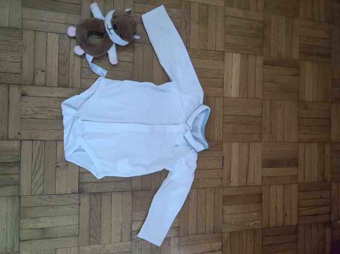 Body polo Obaibi blanc/vert d'eau 6 mois - photo numéro 1