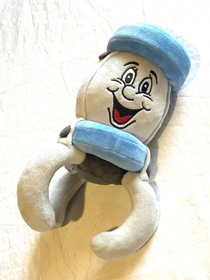 Petite Pince Grise Visage Souriant Chapeau Ceinture Bleues Peluche Petits Enfants Bébés - photo numéro 4