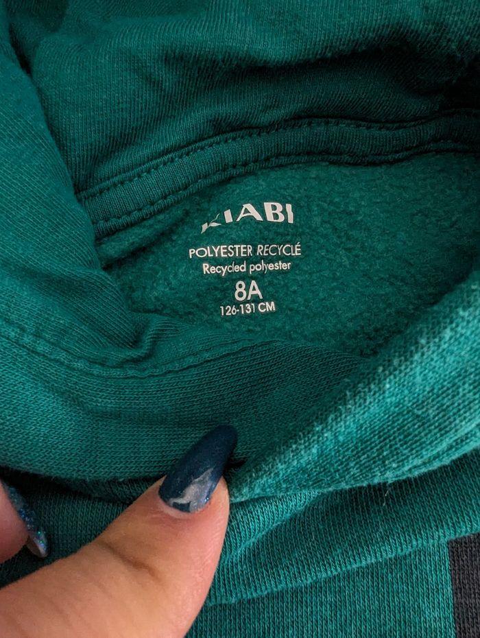 Sweat à capuche Kiabi taille 8 ans bleu canard - photo numéro 3