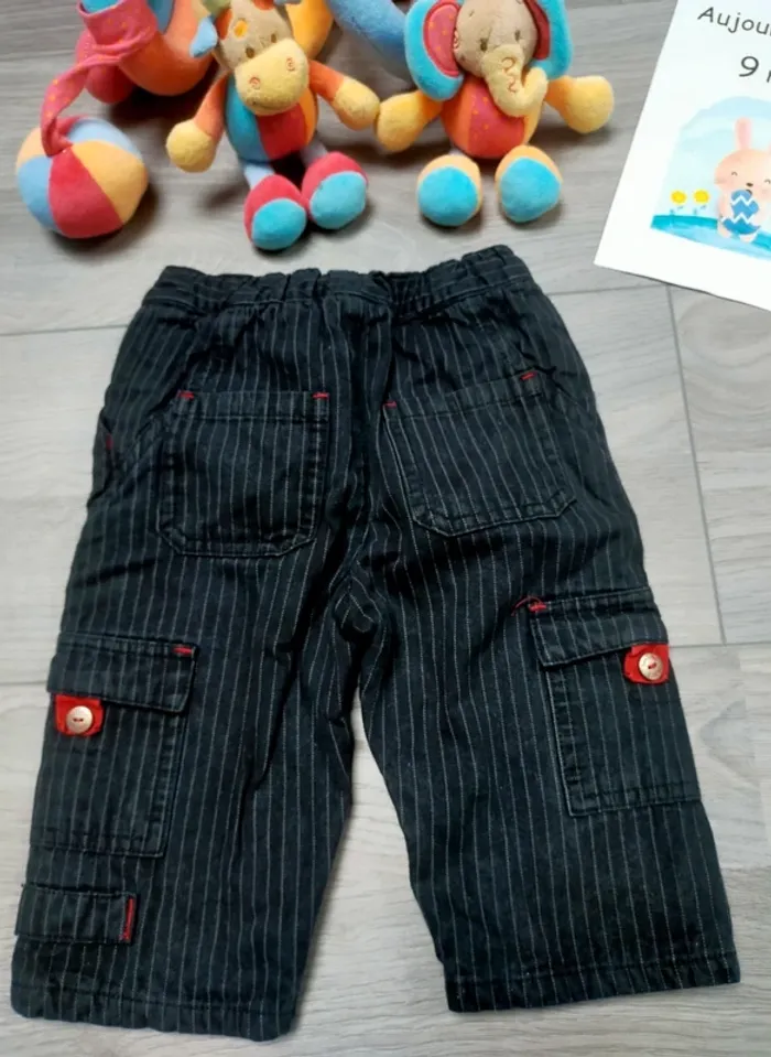 Pantalon noir rayé habillé bébé garçon 9 mois Sergent Major - photo numéro 5
