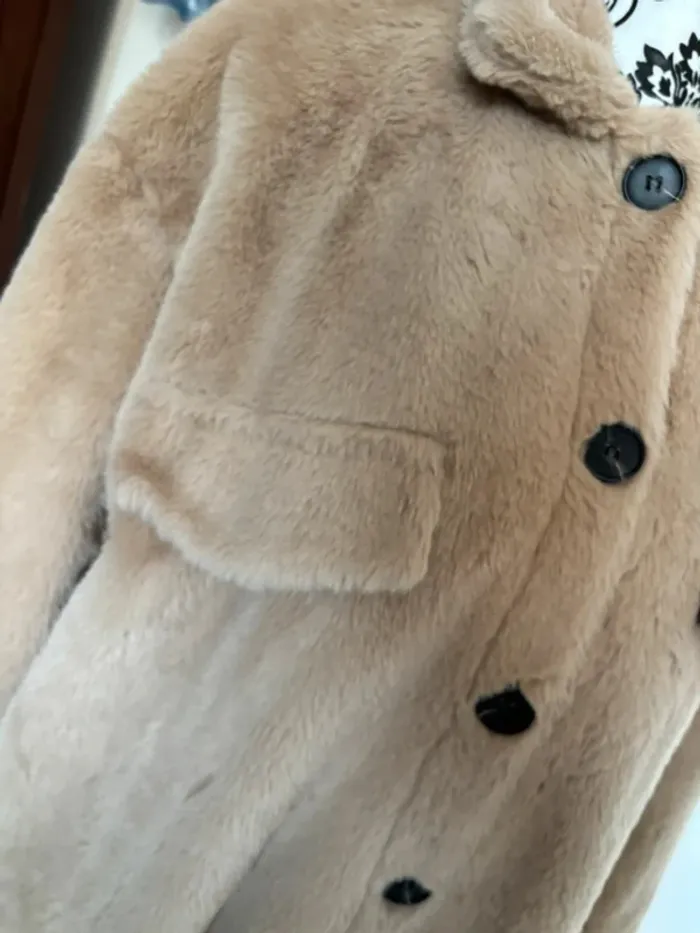 Veste en fausse fourrure beige S/M - photo numéro 3