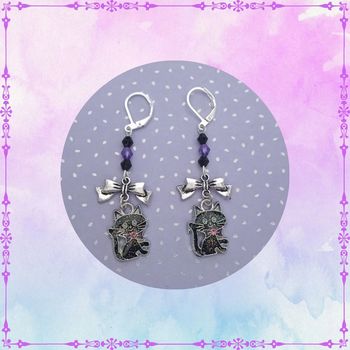 Boucle d'oreille chat noir