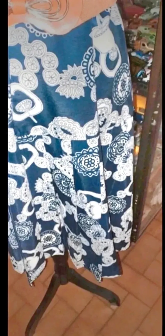 Robe bleu marine à motifs T40 vintage - photo numéro 3