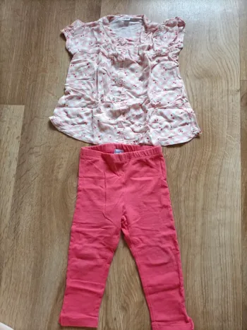 Ensemble chemisette manches courtes et legging 12 mois