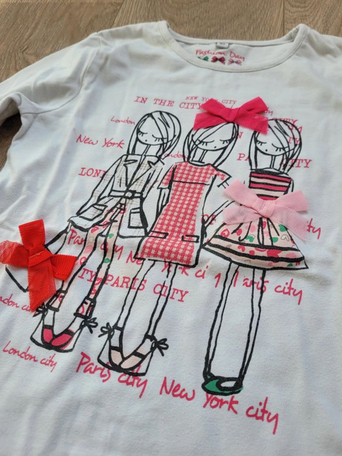 T-shirt manches longues blanc avec noeuds - photo numéro 2