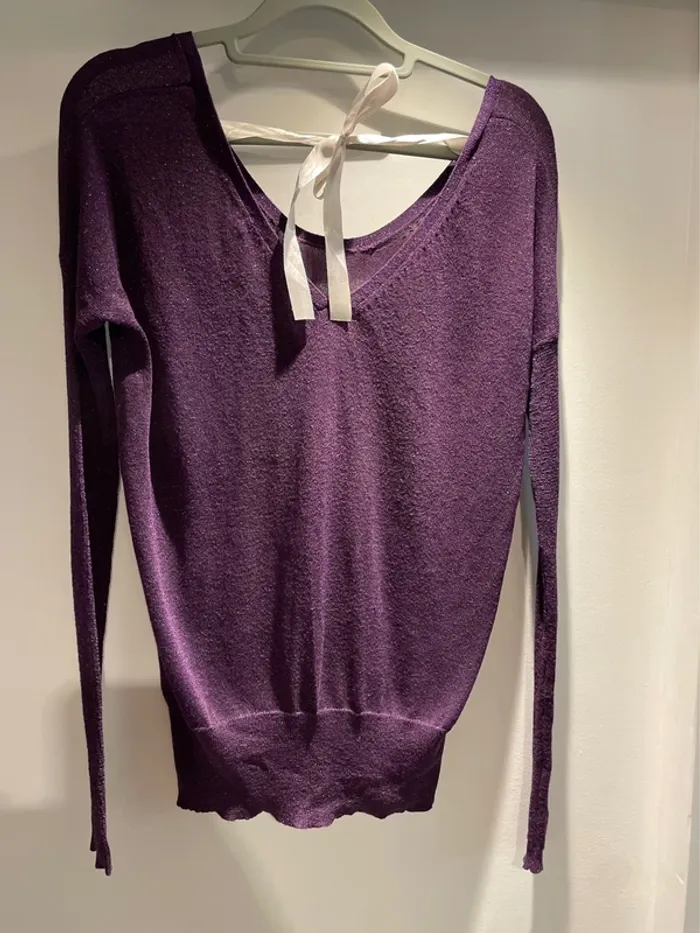 Jolie pull violet à paillettes Mim taille S - 36 - photo numéro 5