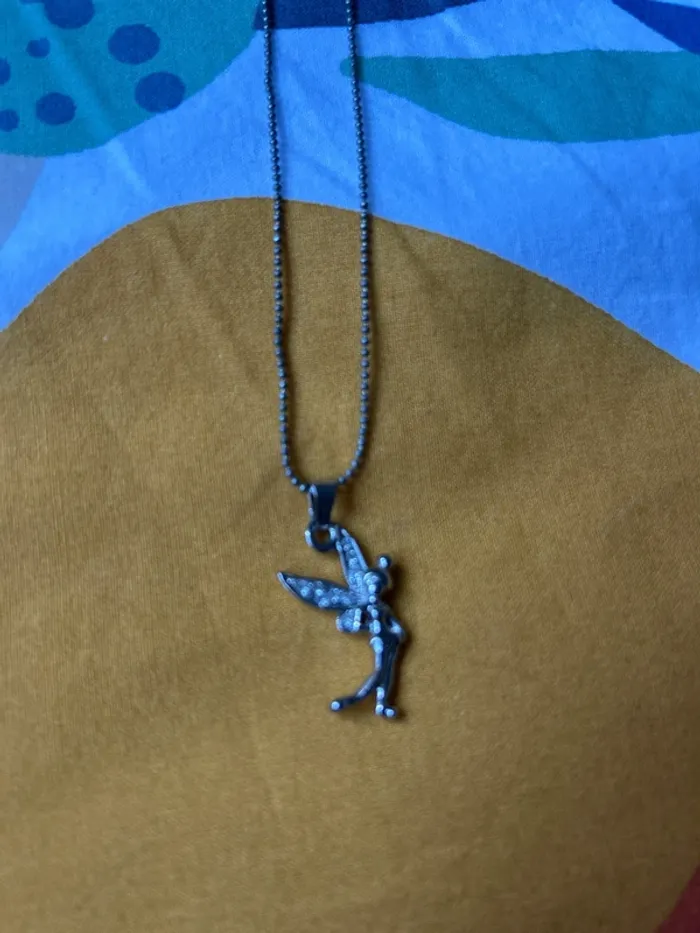 Collier fantaisie fée en métal argenté - photo numéro 3
