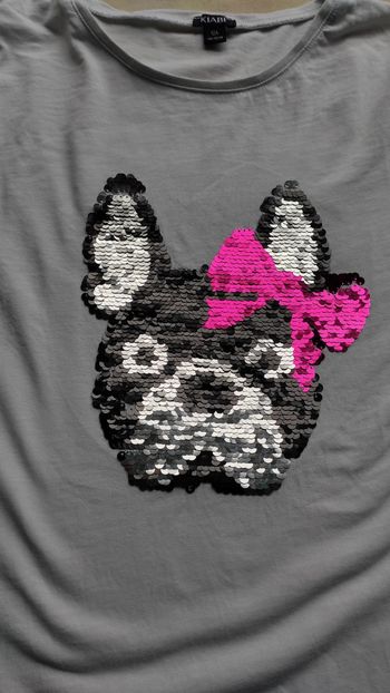 Tee shirt sequins chien
