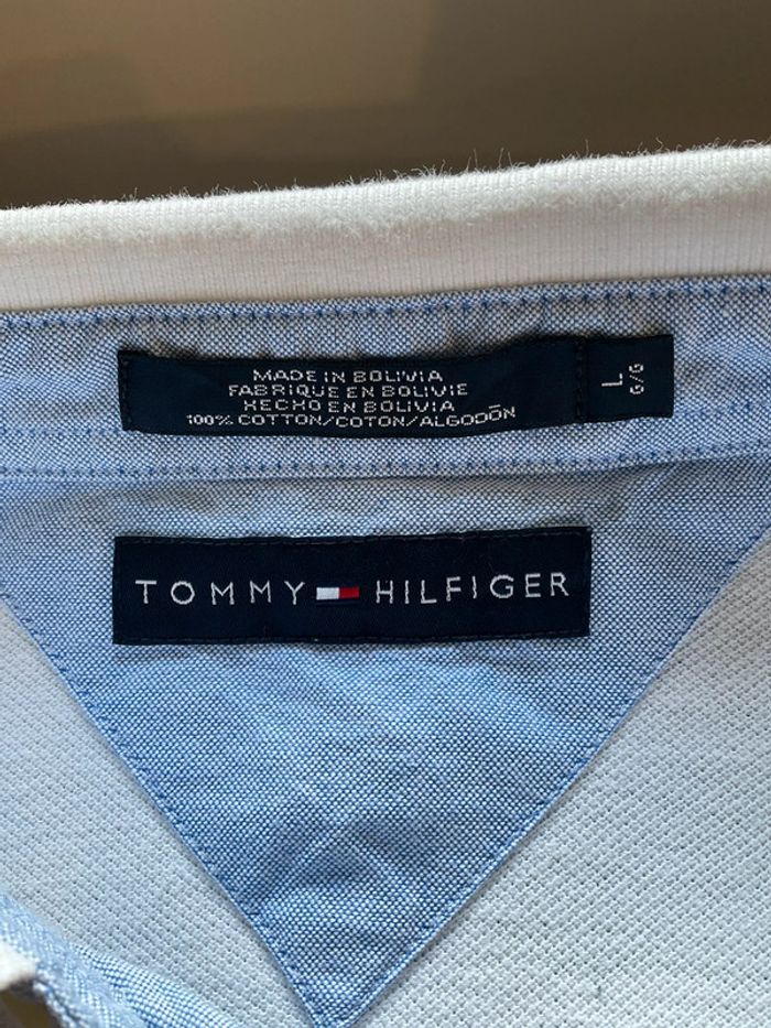 Polo blanc pour homme Tommy Hilfiger logo vintage taille L 025 - photo numéro 7