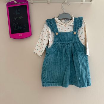 Jolie robe en daim et maillots longues manches à pois - T12mois  - Marque Fashion Private Company 