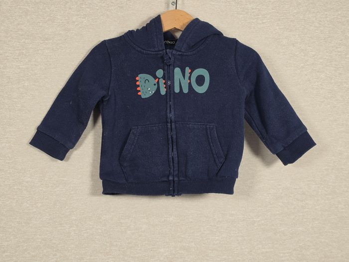 Gilet zippé à capuche dinosaures In Extenso 74 cm - photo numéro 1