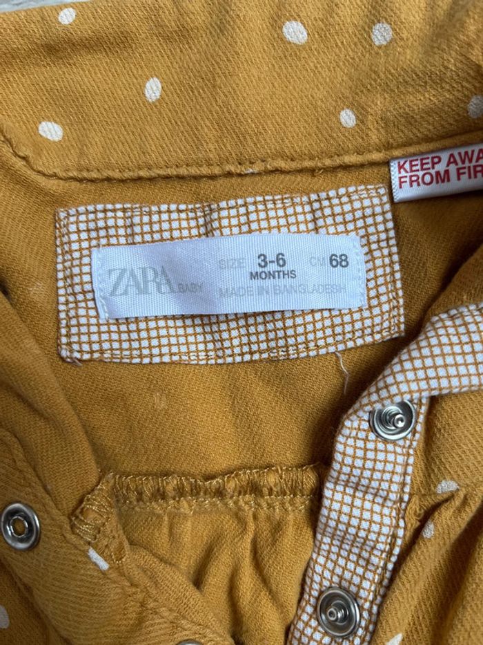 Robe chemise jaune moutarde Zara 3-6 mois - photo numéro 3