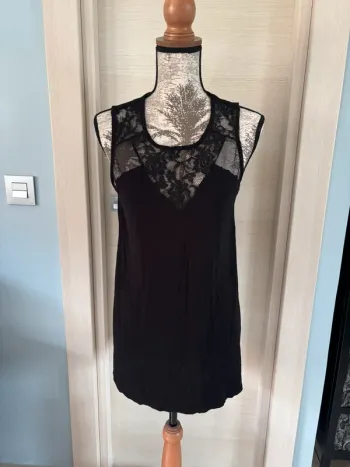 Débardeur long  noir dentelle camaïeu taille L