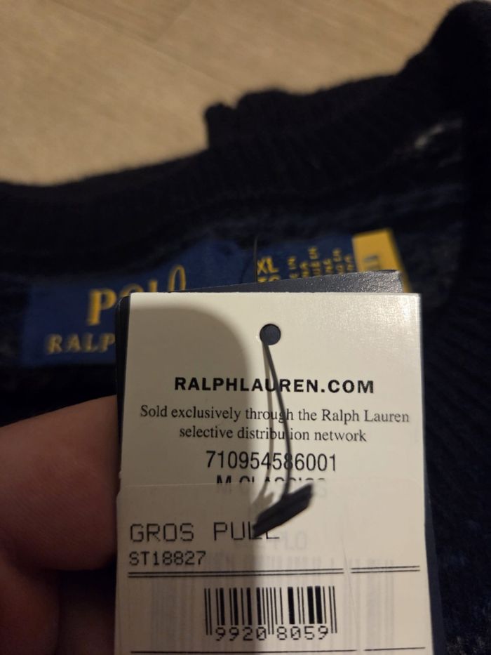 🧶 Pull Ralph Lauren Homme 100% Laine logo brodé – Taille XL – Neuf avec étiquette - photo numéro 5