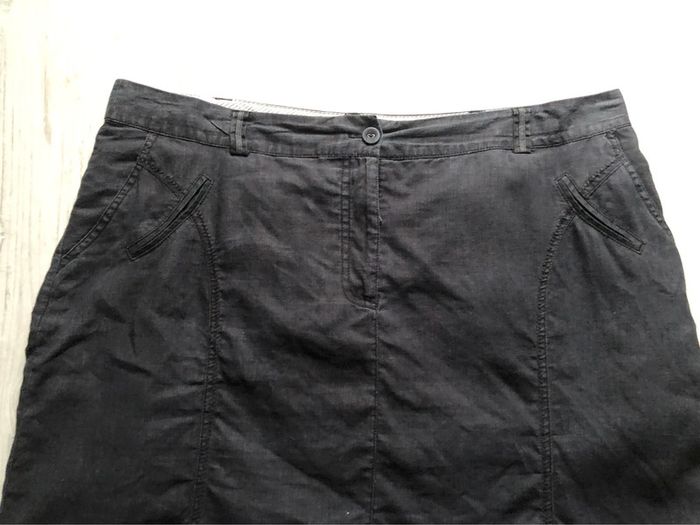 AN3- Jupe en lin doublée noire T 50 peu portée - photo numéro 3