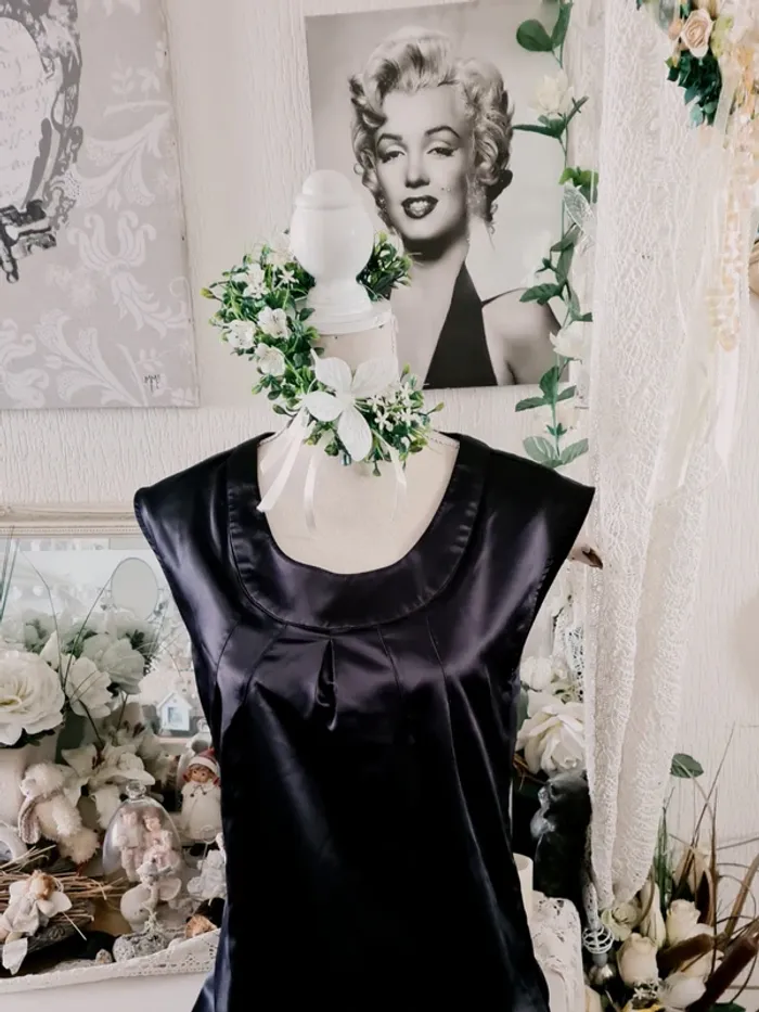 Robe noire satinée Mango Taille L - photo numéro 2