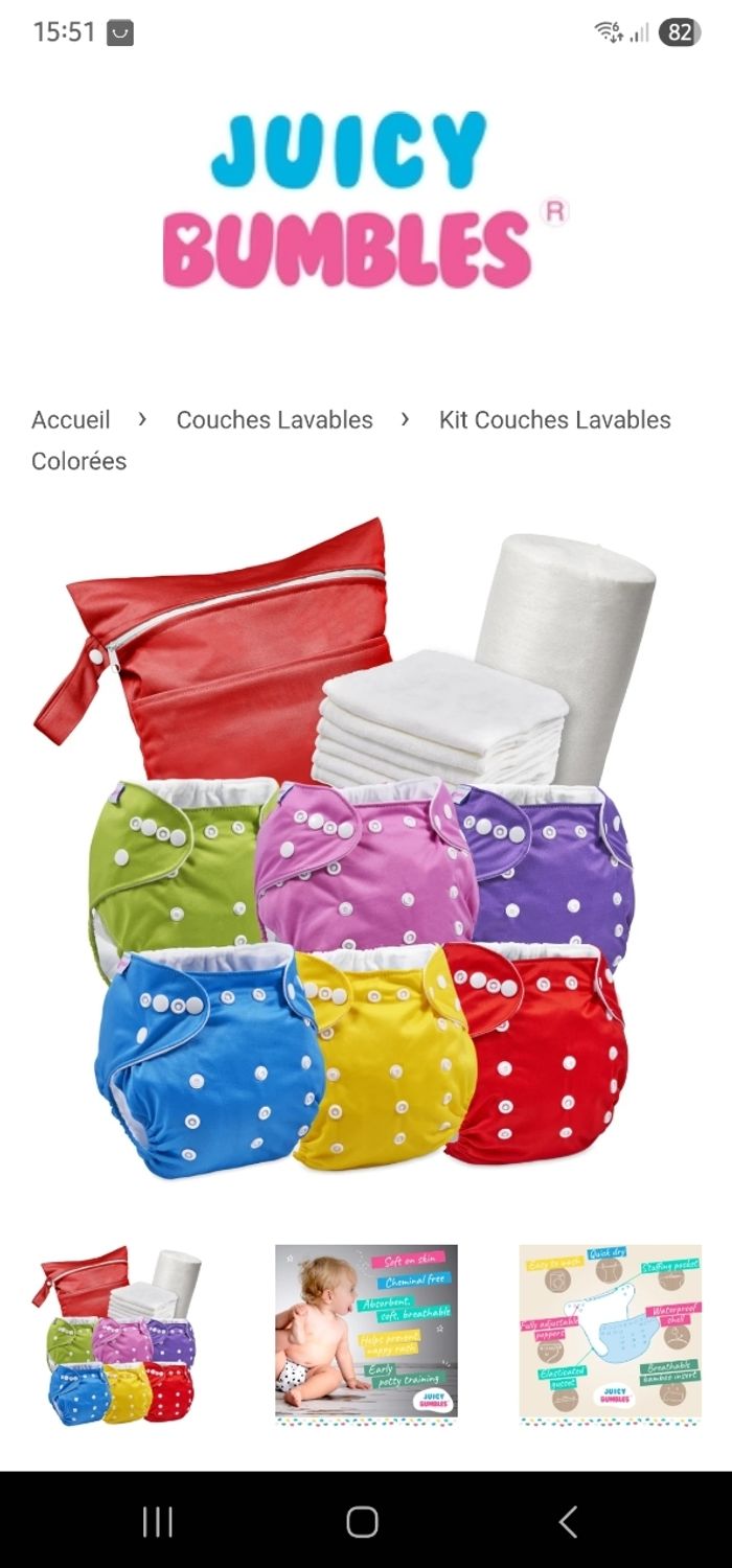 Kit couches lavables evolutive juicy bumbles - photo numéro 4