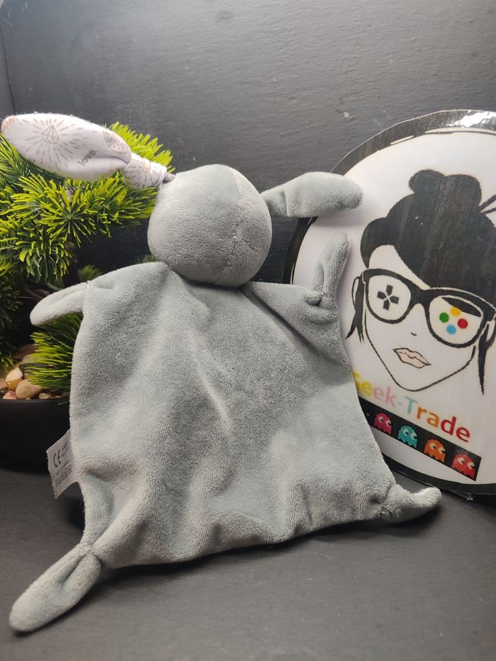 Doudou lapin gris blanc fleurs leopard lovely masque Ikks doré super héros - photo numéro 2