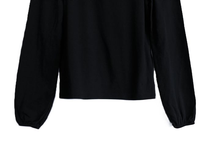 T shirt noir manches longues. Fronces. Camaïeu. Taille S - photo numéro 3