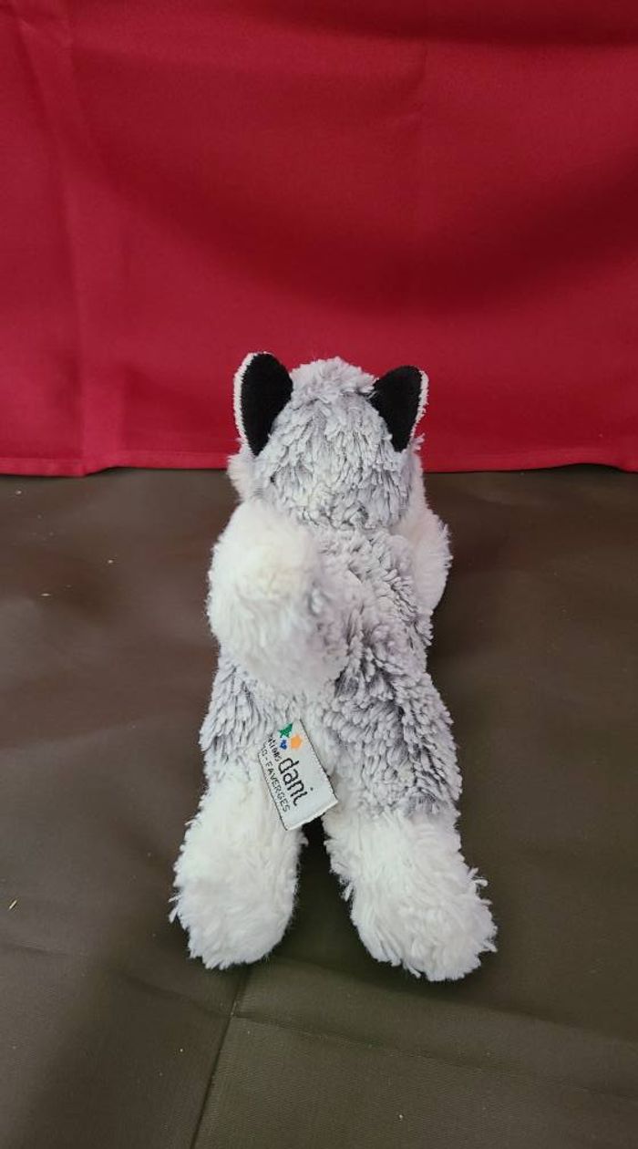 Peluche chien husky CREATIONS DANI gris blanc 20 cm - photo numéro 2