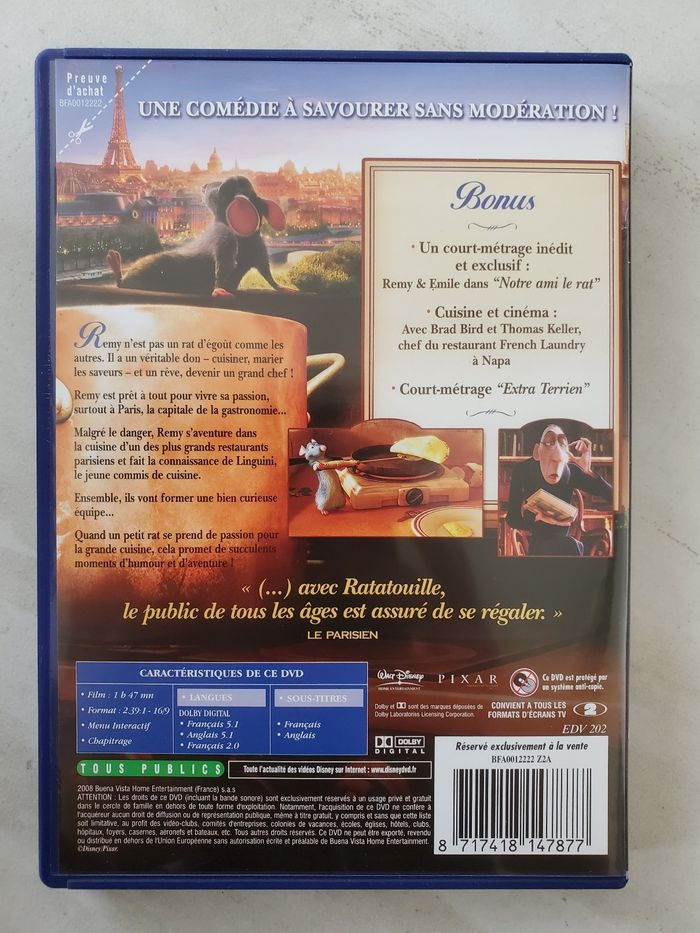 DVD Ratatouille Disney Pixar - photo numéro 3