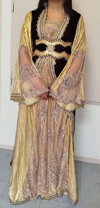 Takchita 2 pièce Maron doré 