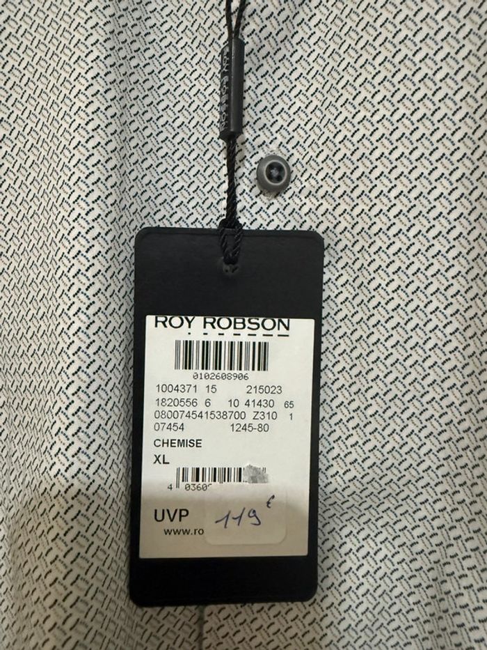 Roy Robson - Chemise à motifs, Blanche, taille XL - photo numéro 3