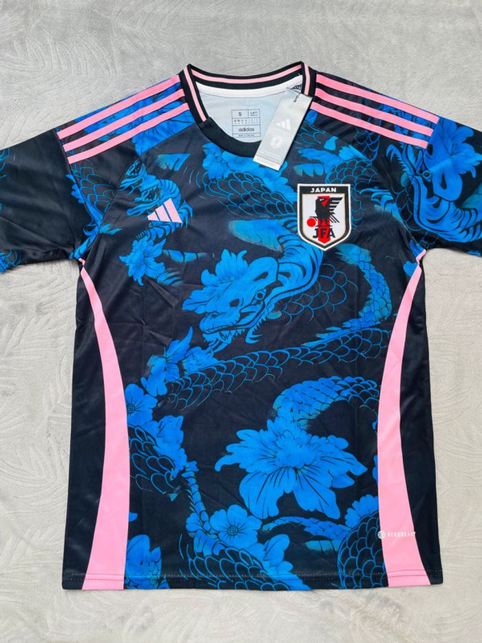 Maillot concept foot Japon bleu dragon fleurs taille S