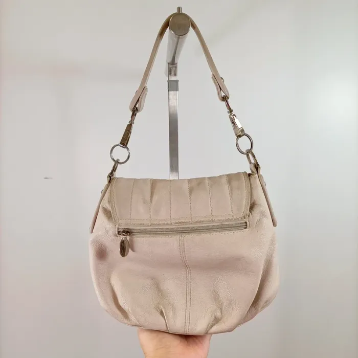 Sac épaule beige cuir souple détails métal style casual chic poche zippée S044 - photo numéro 3