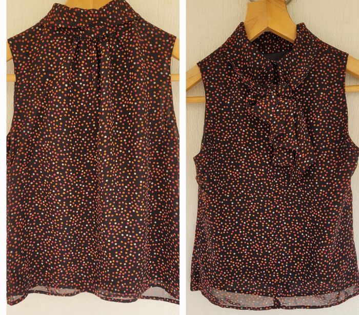 Maison 123 Blouse/Top T36-Epaules Dénudées & Col Lavallière-Effet Voile -Noir,Rouge&Orangé TBE - photo numéro 2