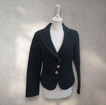 Blazer veste de tailleur noire avec cœurs brodé sur les poches M
