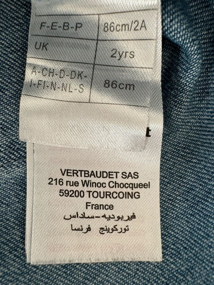 Robe courte en jean Vertbaudet taille 2 ans - photo numéro 3